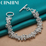 925 Sterling Silver Grape Bead Bracelet for Women