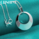 925 Silver Circle Pendant Necklace 16-30 Inch Women Jewelry