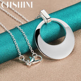 925 Silver Circle Pendant Necklace 16-30 Inch Women Jewelry