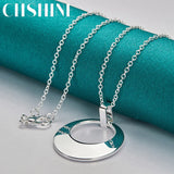 925 Silver Circle Pendant Necklace 16-30 Inch Women Jewelry