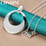 925 Silver Circle Pendant Necklace 16-30 Inch Women Jewelry