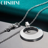925 Silver Circle Pendant Necklace 16-30 Inch Women Jewelry