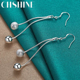 925 Silver Matte Round Ball Earrings for Women Banquet Party