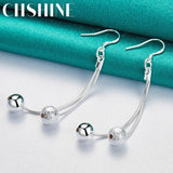 925 Silver Matte Round Ball Earrings for Women Banquet Party