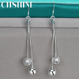 925 Silver Matte Round Ball Earrings for Women Banquet Party