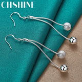 925 Silver Matte Round Ball Earrings for Women Banquet Party