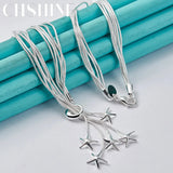 925 Silver Snake Chain Star Pendant Necklace Wedding Engagement Party Charm
