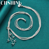 925 Silver Snake Chain Star Pendant Necklace Wedding Engagement Party Charm