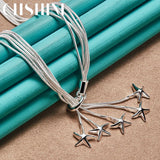 925 Silver Snake Chain Star Pendant Necklace Wedding Engagement Party Charm