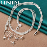 925 Silver Snake Chain Star Pendant Necklace Wedding Engagement Party Charm