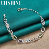 925 Silver Square Bracelet Multicolor Zircon Women Jewelry