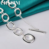 925 Silver Square Necklace Women Wedding Charm Jewelry