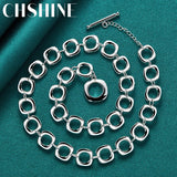 925 Silver Square Necklace Women Wedding Charm Jewelry