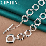 925 Silver Square Necklace Women Wedding Charm Jewelry