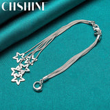 925 Silver Star Snake Chain Bracelet for Women Wedding Party
