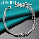 925 Silver Star Snake Chain Bracelet for Women Wedding Party