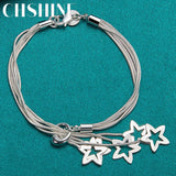 925 Silver Star Snake Chain Bracelet for Women Wedding Party