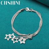 925 Silver Star Snake Chain Bracelet for Women Wedding Party