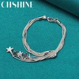 925 Silver Starfish Snake Chain Bracelet for Women