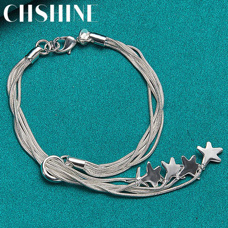 925 Silver Starfish Snake Chain Bracelet for Women