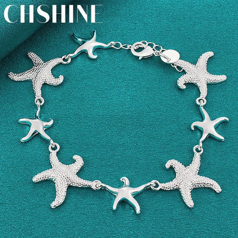 925 Silver Starfish Charm Bracelet for Women