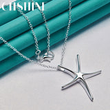 925 Silver Starfish Star Pendant Necklace For Women