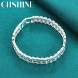 925 Silver Strap Chain Bracelet Wedding Party Jewelry