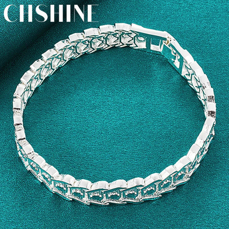 925 Silver Strap Chain Bracelet Wedding Party Jewelry