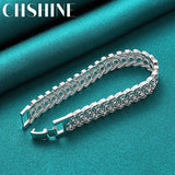925 Silver Strap Chain Bracelet Wedding Party Jewelry