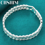 925 Silver Strap Chain Bracelet Wedding Party Jewelry