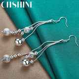 925 Silver Tassels Ball Bead Earrings for Women Charm Party Jewelry