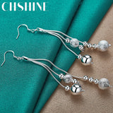 925 Silver Tassels Ball Bead Earrings for Women Charm Party Jewelry