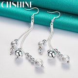 925 Silver Tassels Ball Bead Earrings for Women Charm Party Jewelry