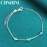 925 Silver Three Rhombus Beads Bracelet Wedding Jewelry