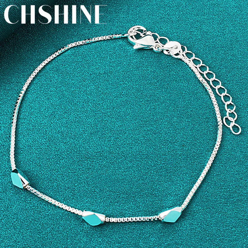 925 Silver Three Rhombus Beads Bracelet Wedding Jewelry