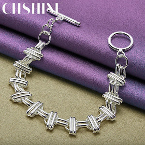 925 Silver Tie Chain Bracelet Women Charm Jewelry