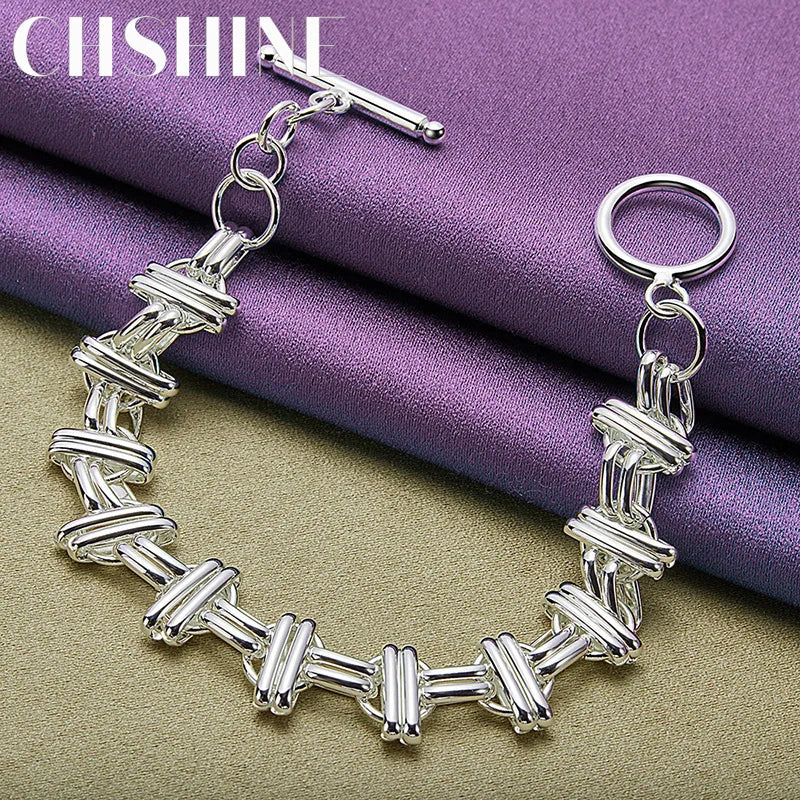 925 Silver Tie Chain Bracelet Women Charm Jewelry