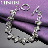 925 Silver Tie Chain Bracelet Women Charm Jewelry