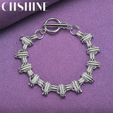 925 Silver Tie Chain Bracelet Women Charm Jewelry