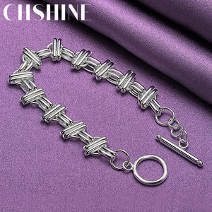 925 Silver Tie Chain Bracelet Women Charm Jewelry