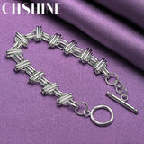 925 Silver Tie Chain Bracelet Women Charm Jewelry