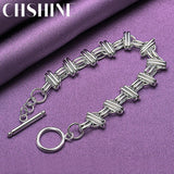 925 Silver Tie Chain Bracelet Women Charm Jewelry