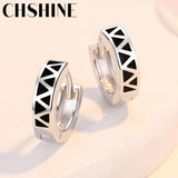 925 Silver Triangular Lattice Earrings For Dinner Party