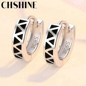 925 Silver Triangular Lattice Earrings For Dinner Party
