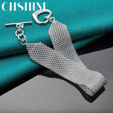 925 Silver Watchband Heart Bracelet Charm Chain for Women Man