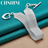925 Silver Watchband Heart Bracelet Charm Chain for Women Man