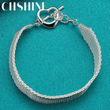 925 Silver Watchband Heart Bracelet Charm Chain for Women Man