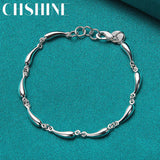 925 Silver Water Drop Raindrop Chain Bracelet Women Wedding Engagement Charm