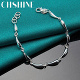 925 Silver Water Drop Raindrop Chain Bracelet Women Wedding Engagement Charm