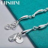 925 Silver Water Drop Raindrop Chain Bracelet Women Wedding Engagement Charm